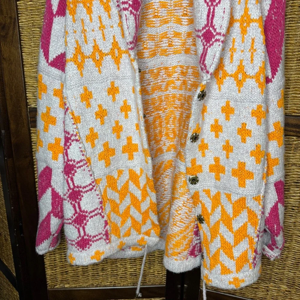 Free People Bright Optimistic Cardi Apricot Rose Medium Sweater Wrap